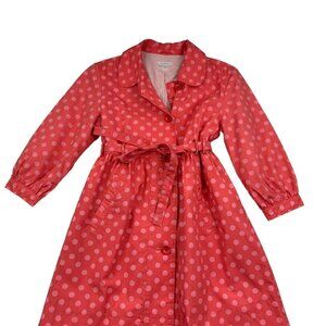 Garnet Hill Polka Dot 3/4 Sleeve Cotton Blend Topper/Trench Coat Women's Size 6